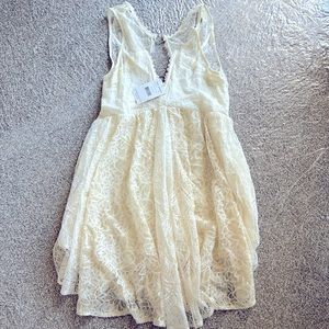 Free People Cream Lace Mini Dress Flowy Size XS